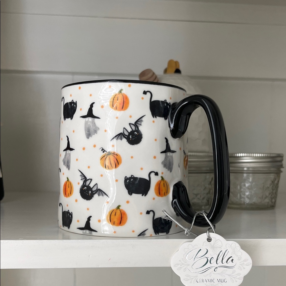 Bella Halloween Mug - Black, White, and Orange